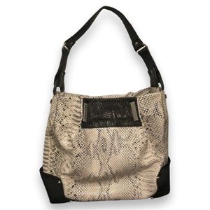 FINAL || JESSICA SIMPSON Reptile Faux Leather Tote White & Black Bag